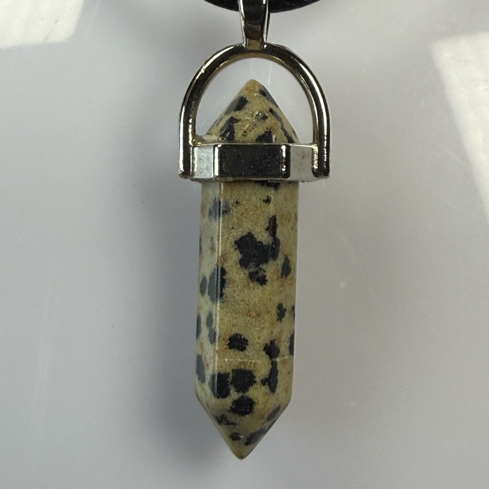 Dalmatian Natural Quartz Crystal Stone Necklace - Picture 1 of 2